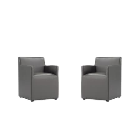 Manhattan Comfort Anna Square Faux Leather Dining Chair in Pewter - Set of 2 2-DC058AR-PE